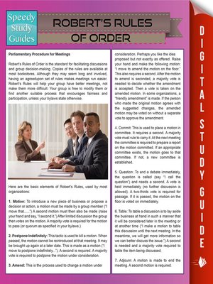 Robert's Rules of Order - ebook